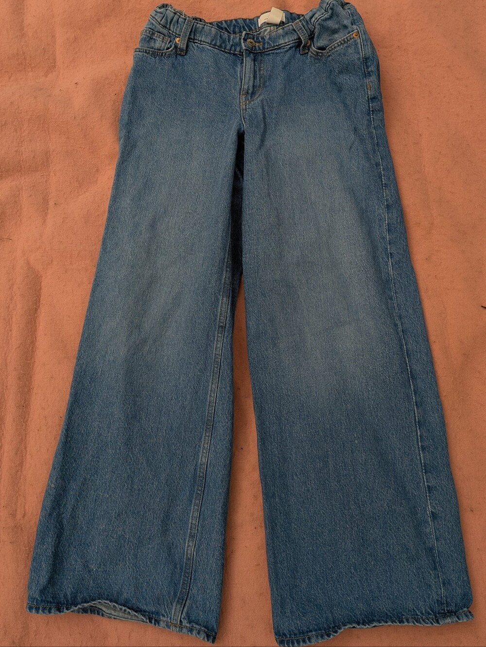 Maternity: Wide Leg, Medium Wash Jeans With Elastic & Adjustable Waistband